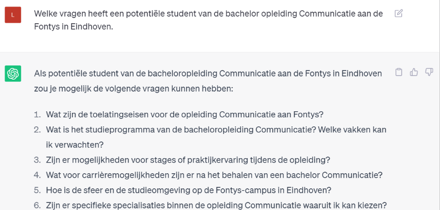 vragen student communicatie